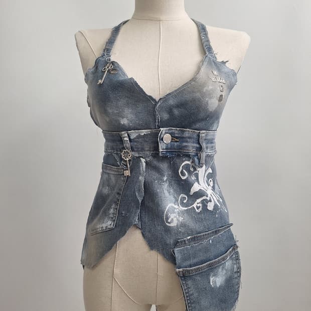 Reworked pocket denim top 리워크 데님탑 y2k