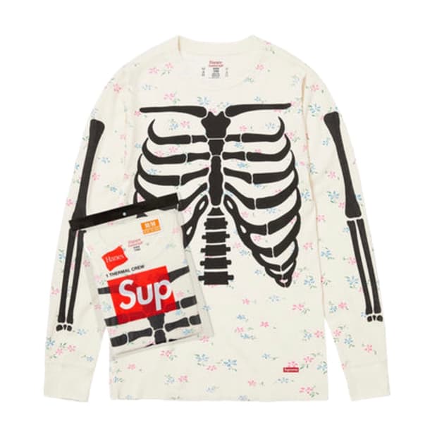 (새상품) 슈프림 헤인즈 본즈 써멀 크루 플로럴
