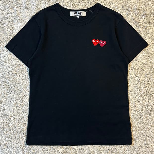 꼼데가르송 CDG 더블 하트와펜 반팔 티셔츠 블랙