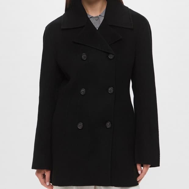 토템 울 하프 더블 코트 블랙 36