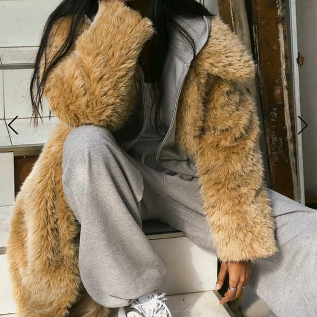 ERER 퍼 롱코트 베이지