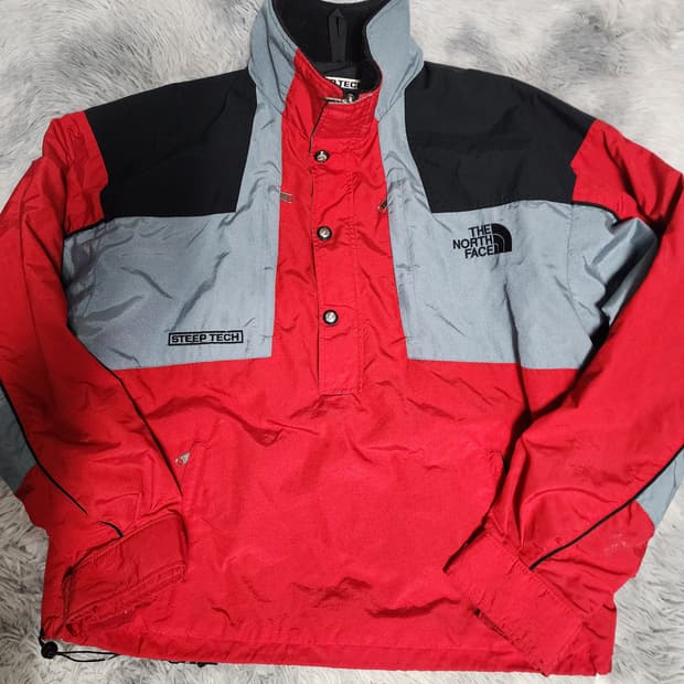 노스페이스 스팁테크 아노락 바람막이 레드 XL