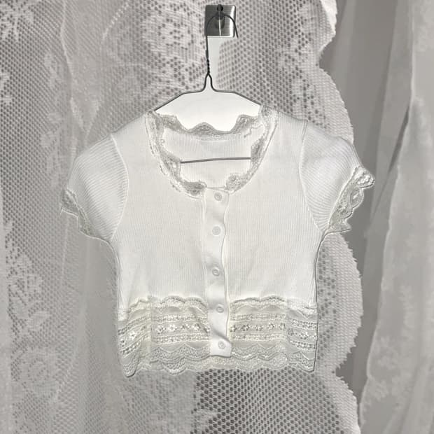레이스 크롭 화이트 가디건