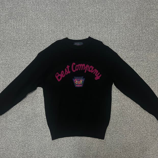Best Company Pink Logo Black Knit.