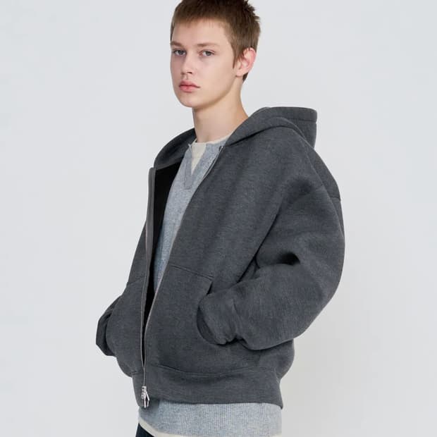 주앙옴므 네오프렌 후드 집업 (멜란지 차콜)