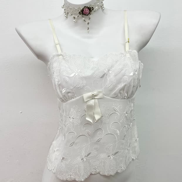 화이트페어리 자수 리본 슬립