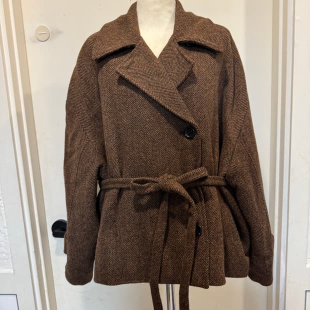 vov 보브 헤링본 울 코트