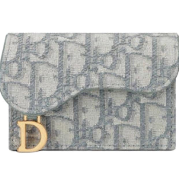 (정품/풀박스)디올 새들 플랩 카드 홀더 그레이 디올 오블리크 자카드