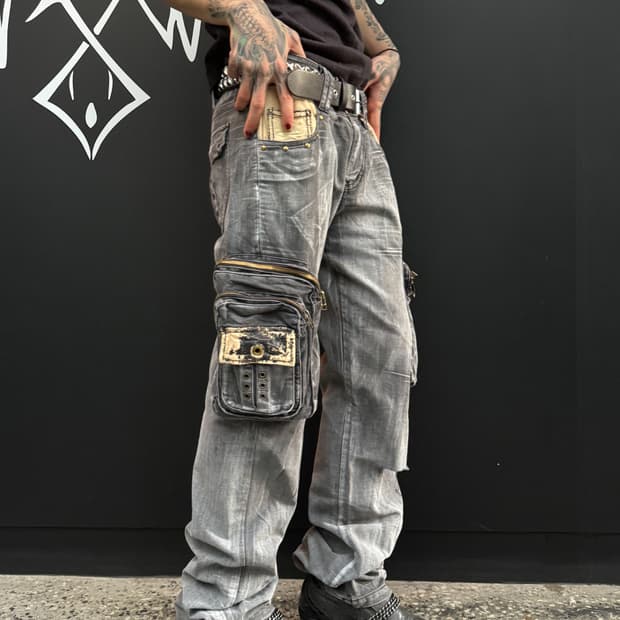 Multi Pocket Cargo Denim Pants