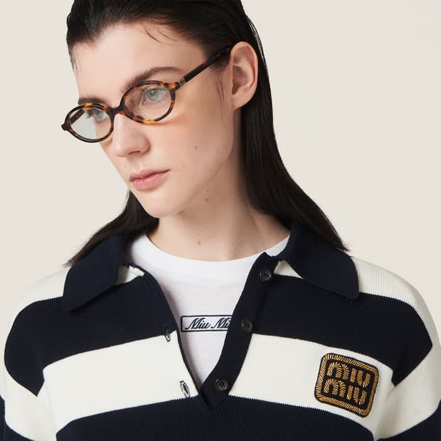 미우미우 코튼 저지 폴로 셔츠