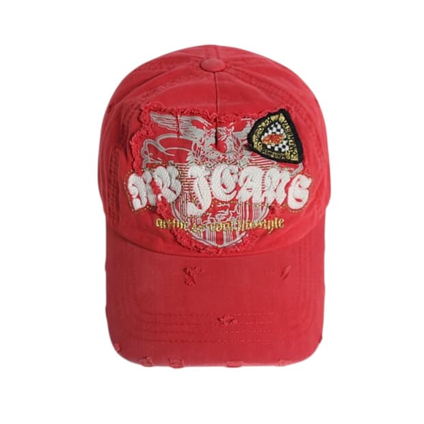 RV) 루돌프 발렌티노 RV Jeans 디스트레스드 볼캡