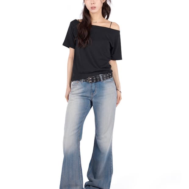 릿킴 POINT WASHED FLARE JEANS