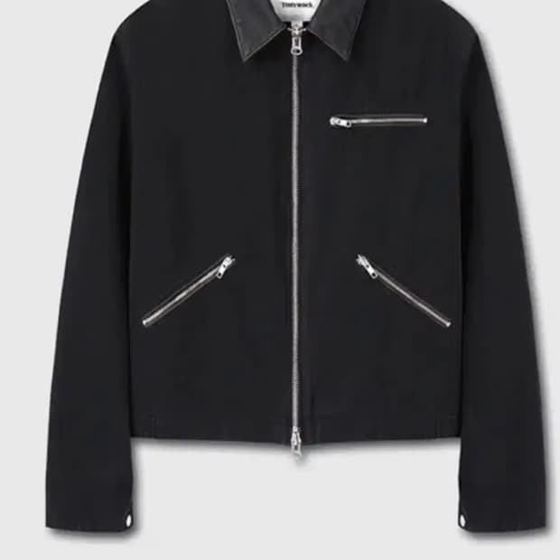 토니웩 레더 칼라 가먼트 워시드 집 워크 자켓 페이디드 블랙 L