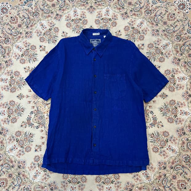 스톤아일랜드 08ss 자수로고 린넨 셔츠 반팔