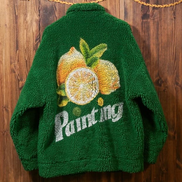 더블렛 핸드페인팅 Faux 시어링 자켓