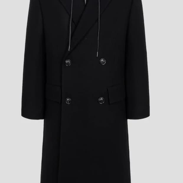 준지 /23fw 펠트 울 저지 후드 디테처블 더블 오버핏 롱코트 /52 