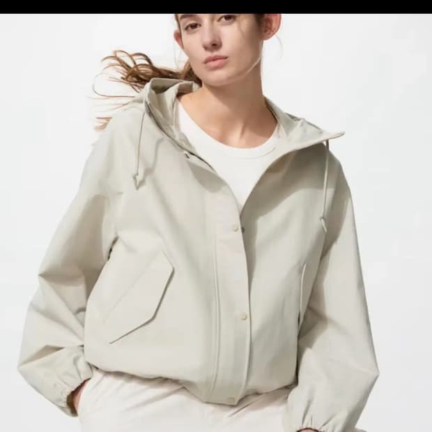 유니클로 코튼블렌드 쇼트 파카 베이지 S