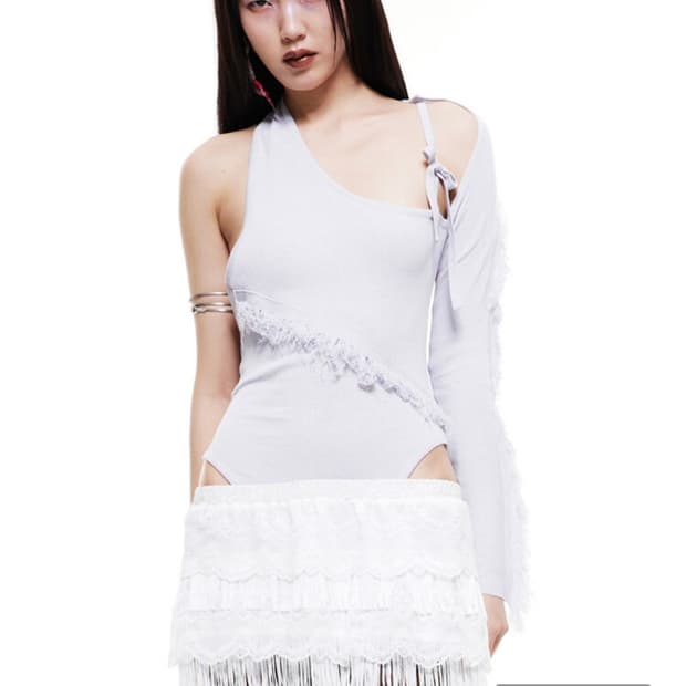 배디 원숄더 니트 바디수트