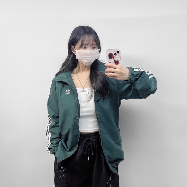 아디다스 빅 트레포일 3s 바람막이 자켓 그린