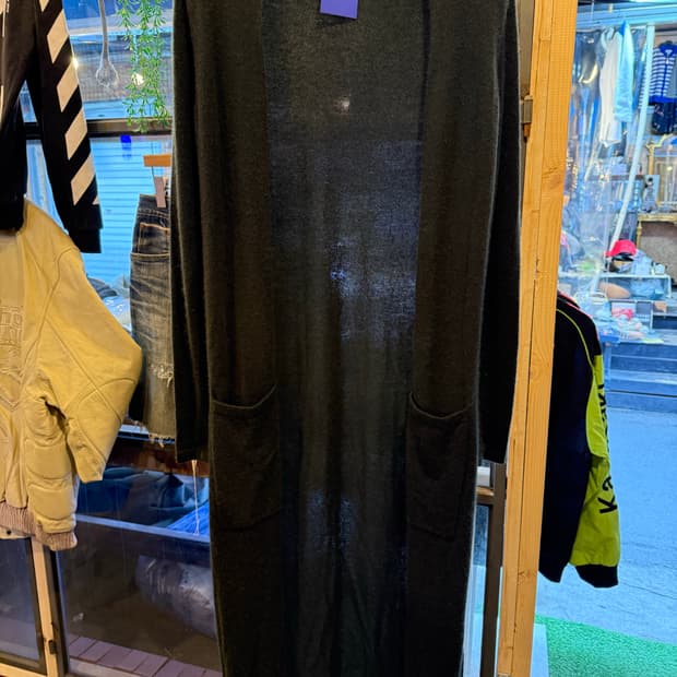 띠어리 딥그린 롱 가디건 