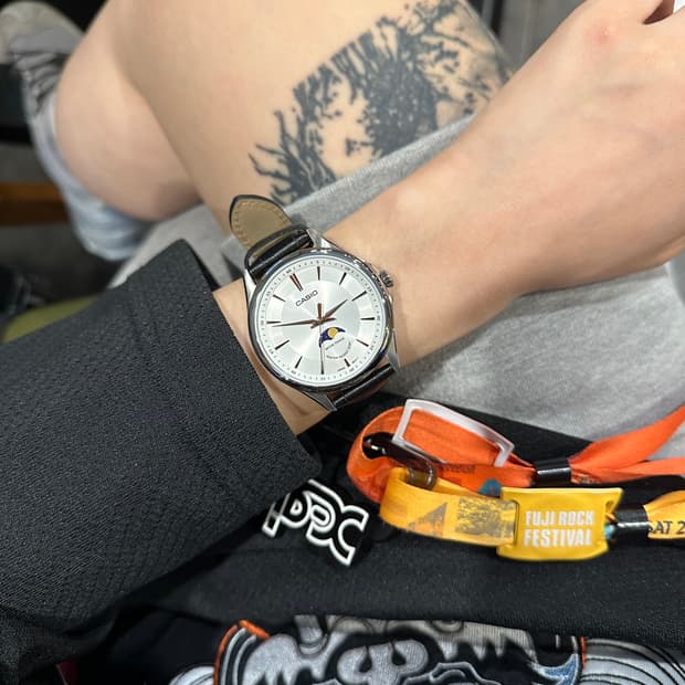 카시오 CASIO 문페이즈 레더 손목시계 MTP-M100L-7AV