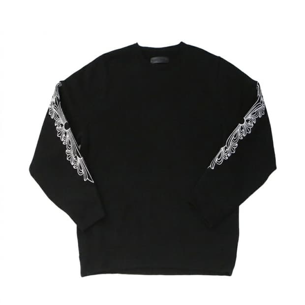 [XL] 크롬하츠 플로랄 자수 캐시미어 니트 블랙