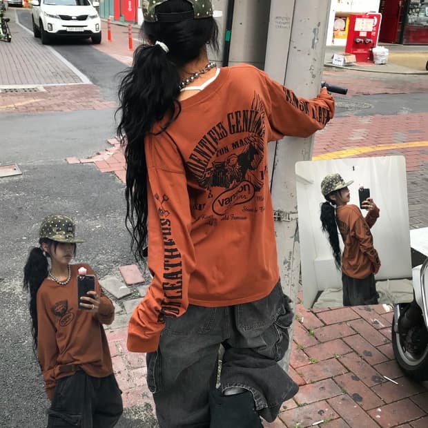 ☠️ 밴슨 프린팅 브라운 !! 롱슬리브 ☠️