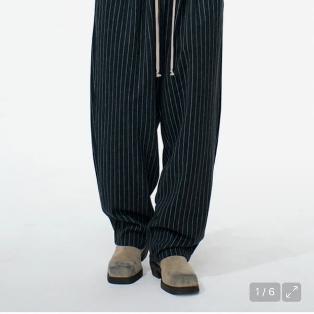 와이드 투턱 스트라이프 자가드 밴딩팬츠