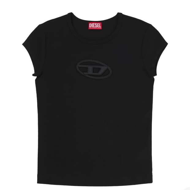 (W) 디젤 T-안지 피카부 로고 티셔츠 블랙