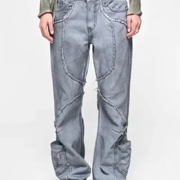 Yeel leey 셔링 컷오프 부츠컷 팬츠 그레이 바지 엘이이와이