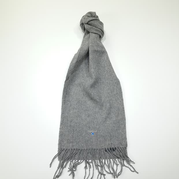 MX636 바버 램스울 자수 멜란지그레이 머플러 목도리