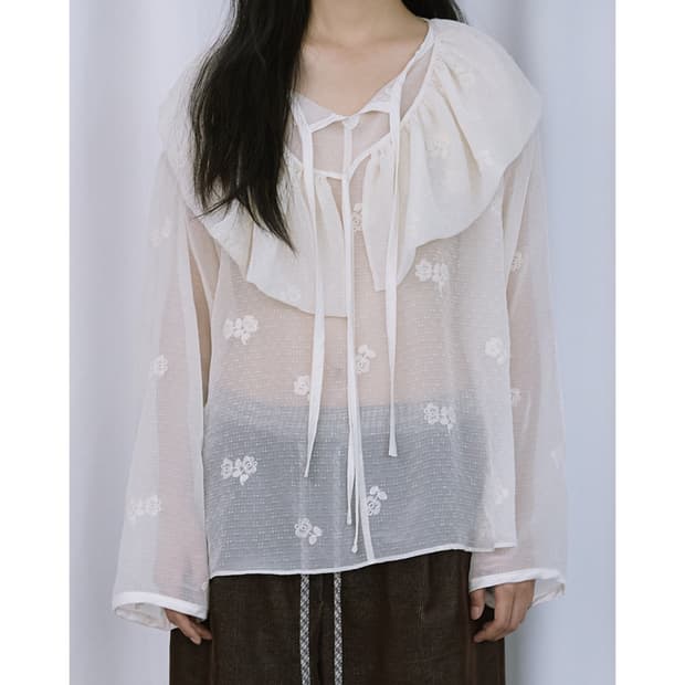 호쿠스포쿠스 poncho layered blouse ivory