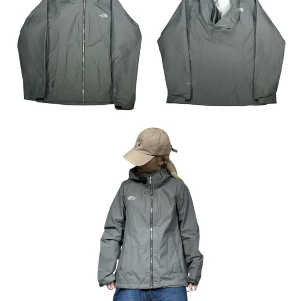 노스페이스 그레이 여성용 하이벤트 후드 바람막이 등산 자켓 