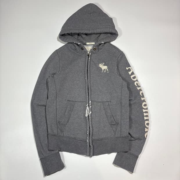 아베크롬비 그레이  데미지 후드집업