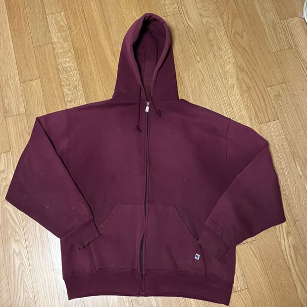[L] 90s 빈티지 러셀 후드집업 썬페이디드 버건디