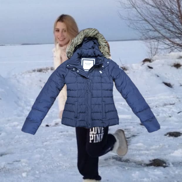 대대장템 y2k 아베크롬비 슬림핏 울프죠 숏패딩 XS 네이비