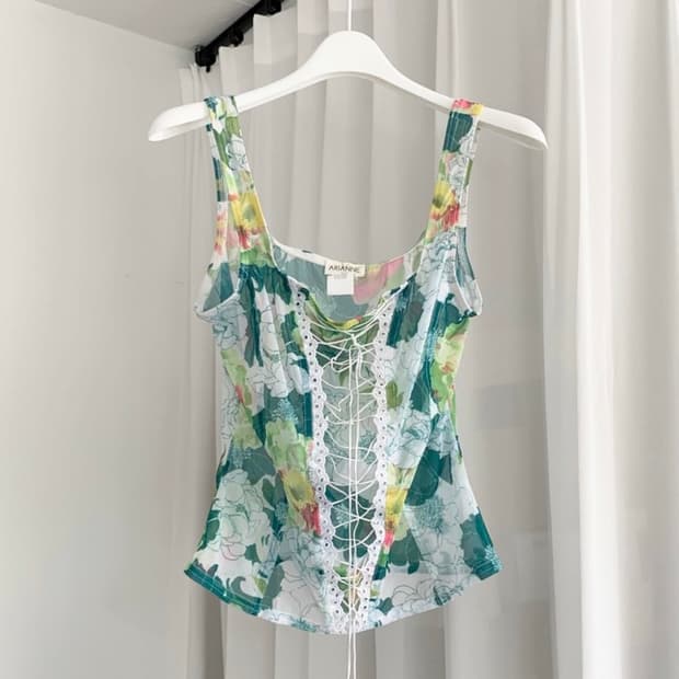 ARIANNE mesh corset top 나시 슬리브리스