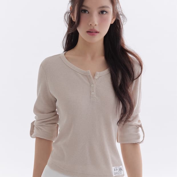 현물 더티스 와플 티셔츠 베이지 Angora Canvas Henley W