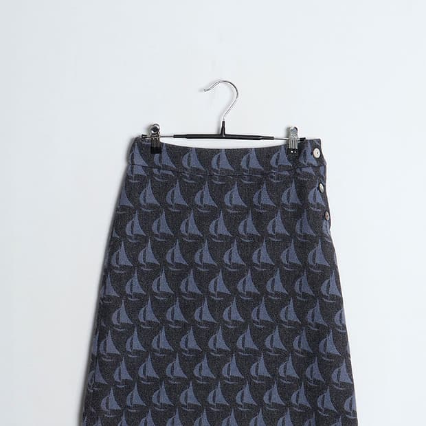 LA MARINE FRANCAISE Pattern Wool Skirt