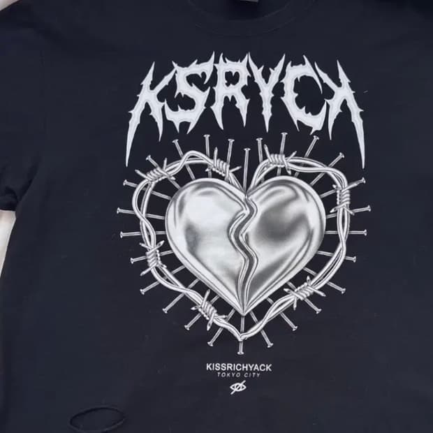 Kry 일브 서브컬쳐 반팔 티셔츠 블랙 일본 빈티지 고스펑크 지뢰계