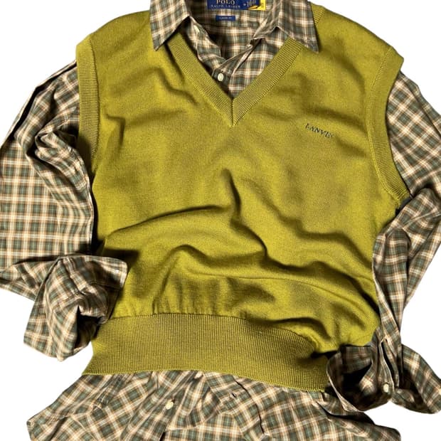 랑방 LANVIN 95사이즈 올리브색 니트 조끼