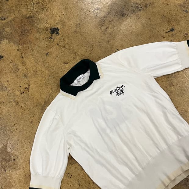 [정품/L] 말본 골프 화이트 카라 반팔 니트 b16