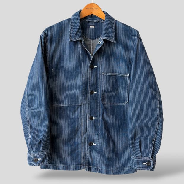 (M)유니클로 히코리 스트라이프 데님 워크자켓
