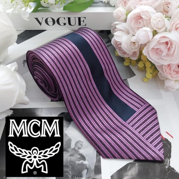 엠씨엠 실크 퍼플 스트라이프 넥타이 9.3cm A+등급 K2128
