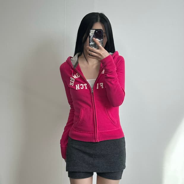 아베크롬비 y2k 와투케 핑크 딱붙 후드집업