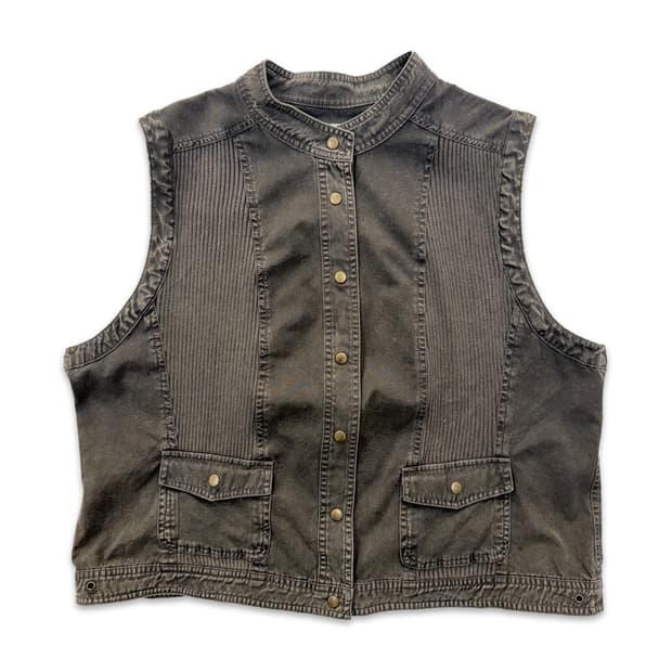 빈티지 브라운 라인 니트 베스트