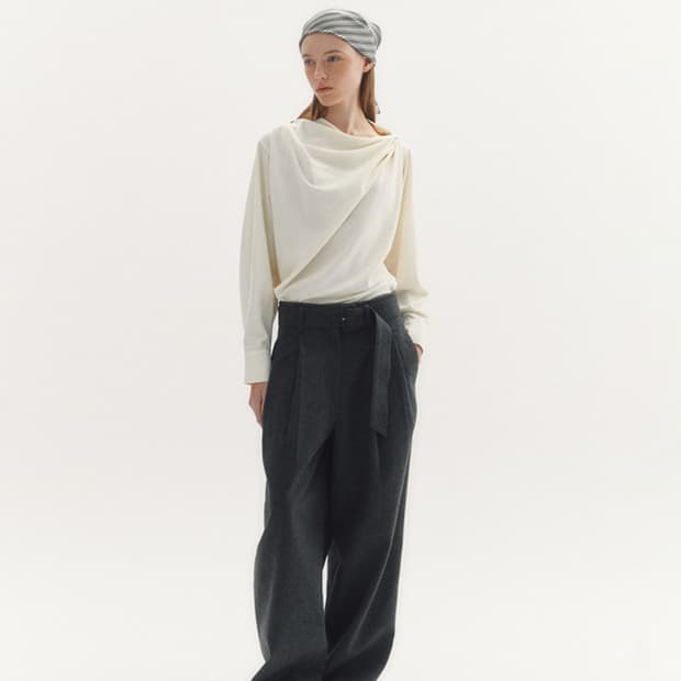 Wool Belted Wide Pants(black)