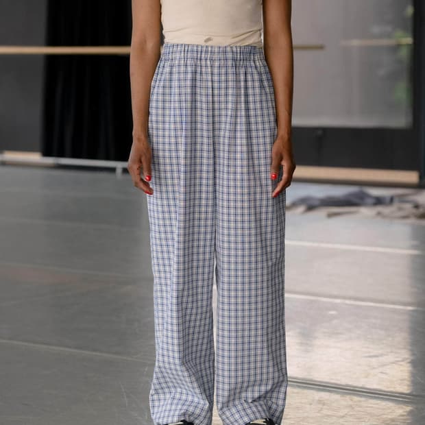 [XS]베이스레인지 Claude 오가닉 체크 팬츠/블루