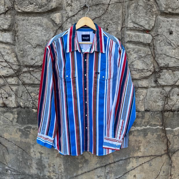 랭글러 빈티지 브러쉬포퍼 스트라이프 웨스턴 셔츠 xl