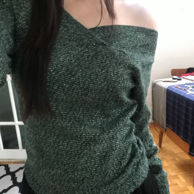 vintage green pearl knit